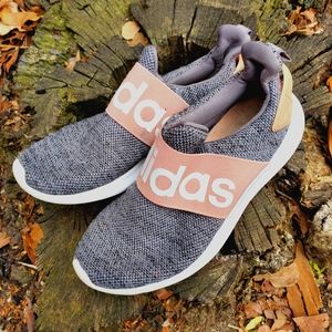 Adidas Lite Racer Slip On gray and pink Youth Size 3.5